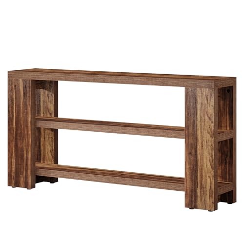 Tribesigns 70.9-Inch Extra Long Console Table with Storage, Narrow Wooden Sofa Table Behind The Couch, Farmhouse 3-Tier Entry Foyer Table for Entryway, Living Room, Hallway, Brown - color: Brown