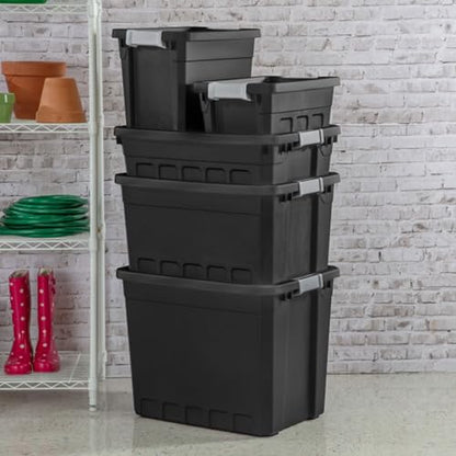 Sterilite Stacker Tote with Latching Lids for Garage, 19 Gallon, 24-Pack | Heavy-Duty and Stackable Plastic Boxes and Containers for Home, Desk, Cabinet, Dorm, Basement, or Utility Organization - size: 19 Gallon, style: 24 Pack