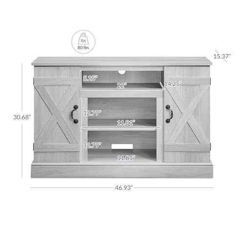 BELLEZE 47 Inch TV Stand & Media Entertainment Center TV Cabinet with Storage for TVs up to 50 Inch Console Table with Open Storage Shelves & Cabinets, Sargent Oak - color: Sargent Oak, style: 47"