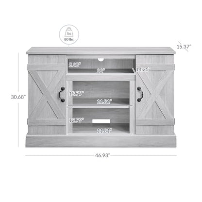 BELLEZE 47 Inch TV Stand & Media Entertainment Center TV Cabinet with Storage for TVs up to 50 Inch Console Table with Open Storage Shelves & Cabinets, Sargent Oak - color: Sargent Oak, style: 47"
