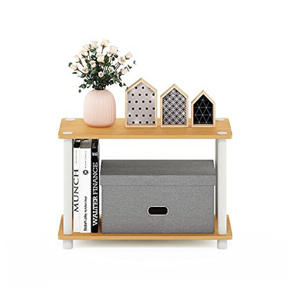 Furinno RATA 4 x 2 Industrial Multipurpose Flat Base Bookshelf, Bookcase with Metal Frame, French Oak Grey
