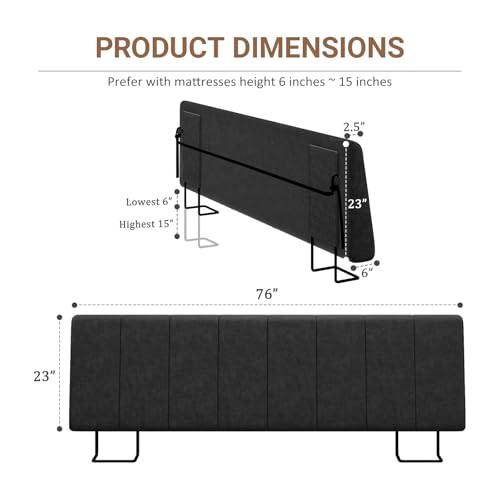 King Size Headboard Only-No Assembly Required, Black | Easy to use no assembly required, Linen fabric and extra-thick foam for added comfort, Modern style headboard king size - color: Black, size: King