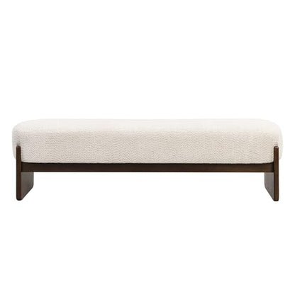 Christopher Knight Home Arden Minimalist Style Rectangular Loop Yarn Fabric Ottoman Bench, Rubberwood Frame, Entryway Bench, Living Room Sofa Extra Seat, End of Bed Footstool, Beige+Brown - color: Beige+brown