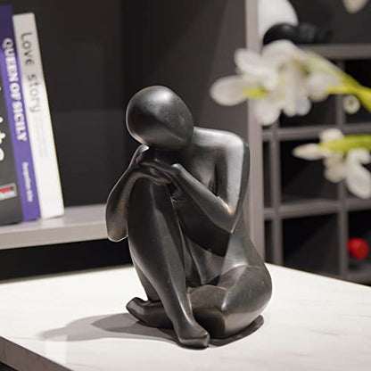 Guichifun Thinker Statue Abstract Sculpture Decorative Objects Black 8 in