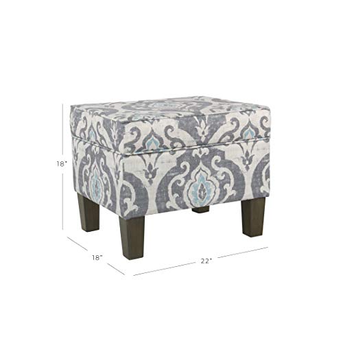 HomePop 22" Modern Rectangular Storage Ottoman - Suri Blue - color: Blue Slate