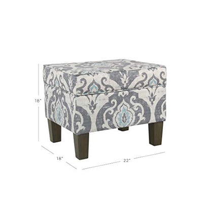 HomePop 22" Modern Rectangular Storage Ottoman - Suri Blue - color: Blue Slate