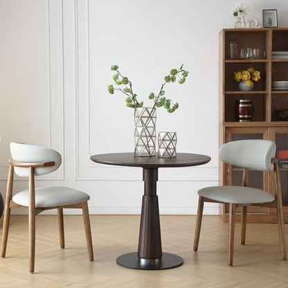 Round Dining Table 31.5" for 2-4, Small Kitchen Table, Walnut | Water-Resistant Small Dining Table with Round Pedestal Base, 0.7"Solid Wood, 200lbs Capacity,for Living Room Small Space