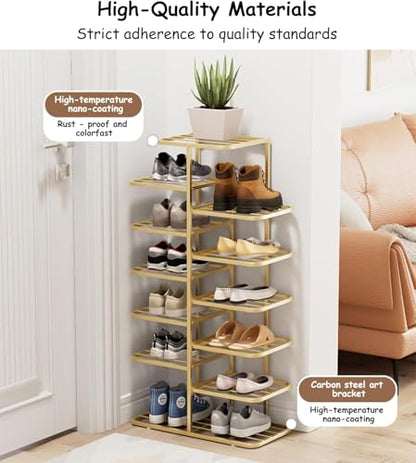 Narrow Vertical Shoe Rack, White, 19.3x42.1in | Space-Saving, Freestanding, Metal Frame, For Small Spaces, Entryway & Hallway - color: Black, size: 19.3x42.1in