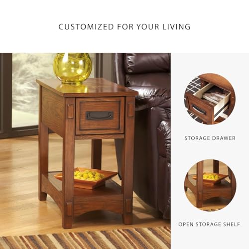 Signature Design by Ashley Breegin Narrow Sofa Side End Table, Brown, 13" - color: Brown