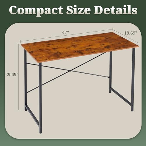 48 Inch Computer Desk, Writing Desk for Home Office Study Workspace | 265 lb Capacity, Reinforced X-Frame, Waterproof MDF Top, Scratch-Resistant Surface, Easy Assembly, Brown - color: Brown, size: 48 Inch