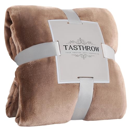 TASTHROW Lightcoffee Throw Blanket 60x80 Inches | Soft Plush Cozy Fleece Flannel Throw Blanket, Lightweight Warm Throws for Bed, Couch, Bedroom and Living Room, All Seasons - color: Lightcoffee, size: 60"x80"