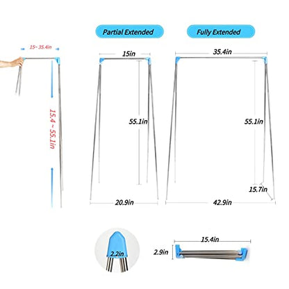 Portable Travel Garment Rack, Stainless Steel Foldable Drying Clothes Rack | Mini Drying Racks for Travel, Camping, Hotel Room, Laundry, Dance, Indoor, Outdoor