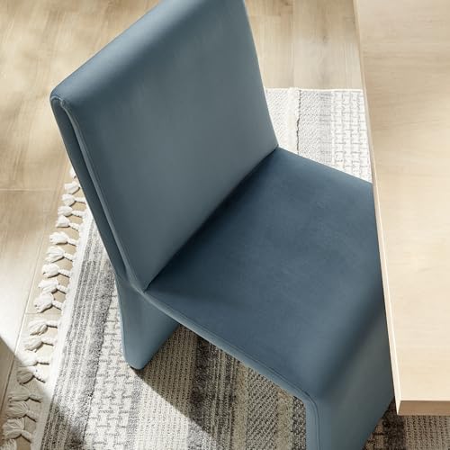 Modway Emory Upholstered Dining Side Chair in Cadet Blue - Single Armless Slipper Chair - Padded Performance Velvet Accent for Dining Room, Kitchen - color: Cadet Blue