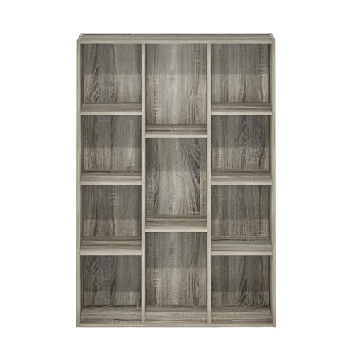 Furinno LUDER Book Shelf, 11-Cube Bookshelf, Reversible Bookcase, 9.4 x 29.1 x 41.7, Easy Assembly, for Living Room, Bedroom, Home Office, French Oak | Furinno - color: French Oak, size: 11-Cube