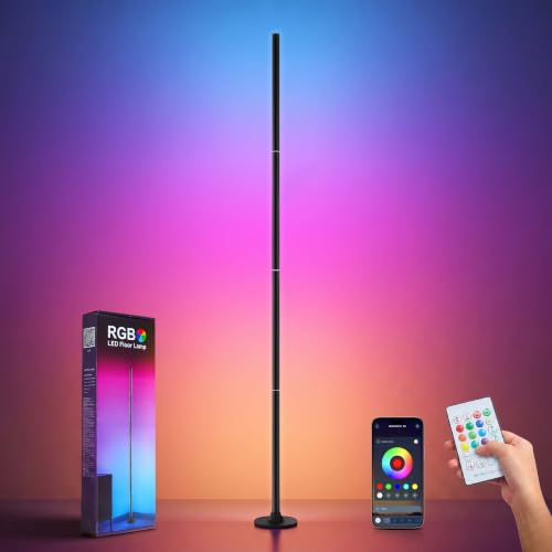 63" Smart Corner Floor Lamp, 1300LM Bright LED Corner Lamp with App & Remote Control, 16 Million Colors & Music Sync, Color Changing Standing Lamps for Living Room, Bedroom, Gaming - size: 1 Pack