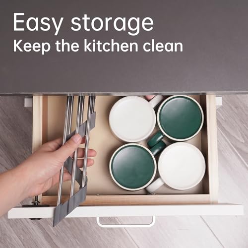 Tomorotec Triangle Roll Up Dish Drying Rack 304 Stainless Steel Dark Gray | BPA-Free Food-Grade Silicone Edges Foldable Waterproof Rustproof Heavy-Duty Space Saver Heat Resistant to 550°F - color: Dark Gray