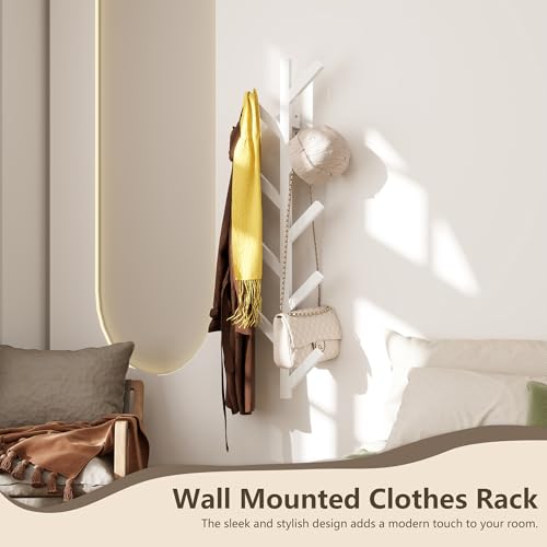 Prywot 2PK Vertical Hat Rack, Metal Coat Rack Wall Mounted, White, 37.8" | 9 Hooks, Space-saving wall-mounted design, for Hats, Jackets, Coats, and Bags - Suitable for Entryways and Bedrooms - color: White(2 Pack)