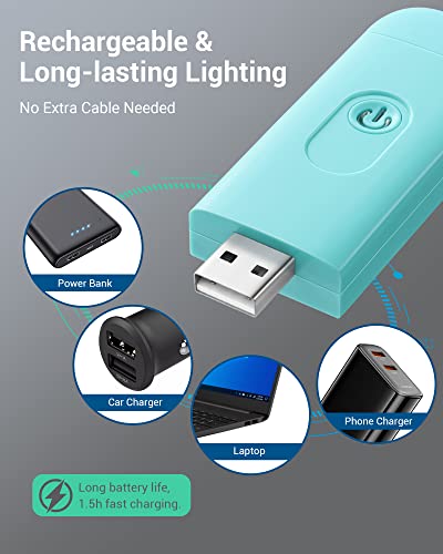 DEWENWILS USB Rechargeable Book Light for Reading in Bed, LED Book Reading Lights with Clip, Perfect for Bookworms, Kids, Warm White, Brightness Adjustable (Blue) | Warm White, Brightness Adjustable, Flexible Lighting Angle, Compact & Lightweight for Book