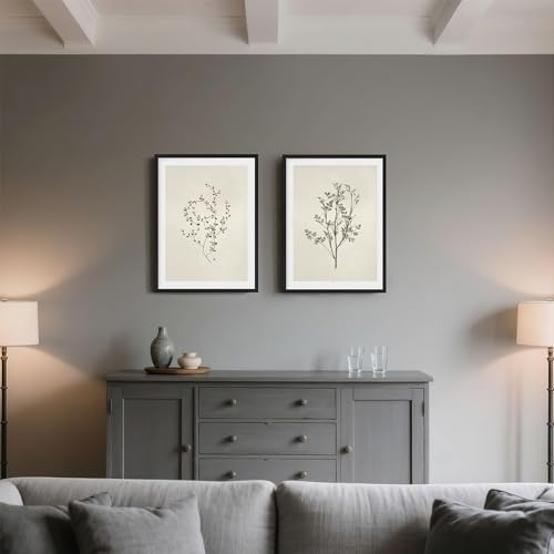 Set of 2 Botanical Illustration Art Prints Floral Lines Art Print 16x12 Inch Unframed View Wall Art Poster for Living Room Bedroom and Office With Vintage Nature Style and Outdoor Vista Details - color: ViewArt-9 UnFramed, size: 16"L x 12"W