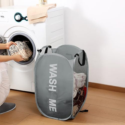Pack of 2 Pop Up Laundry Hamper, Collapsible Laundry Baskets Dirty Clothes Hampers, Sapce Saving for Apartments, Bedroom, Laundry Room, Gray - color: Grey - 2Pack