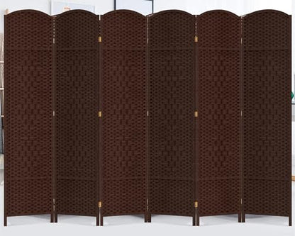 6 Panel Room Divider, 6 FT Wide Folding Screen Room Divider, Brown | Double Hinged Folding Screen Room Dividers for Patio Privacy - color: Brown, size: 6 Panels