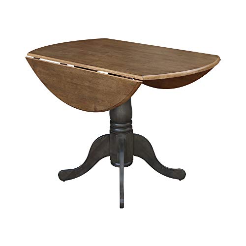 International Concepts 42 Inch Dual Drop Leaf Dining Height Table, Hickory/Washed Coal. - color: Hickory/Washed Coal