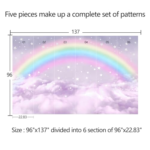 Children's Room Colorful Rainbow Peel-and-Stick Wallpaper 96"x137" | Clouds, Self-adhesive, Wall Mural,Bedroom,Beautiful,Large-scale mural paintings - color: Zzsl-02, size: 96"x137"