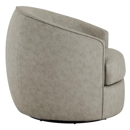 CHITA Leather Barrel Swivel Chair, Wood Frame, Fully Assembled, Stone Grey | Modern Armchair with FSC Certified Wood Frame, Living Room Chair for bedroom & office, 31.5"Dx32.3"Wx28.7"H, 350 Lbs Capacity - color: Stone Grey - Faux Leather