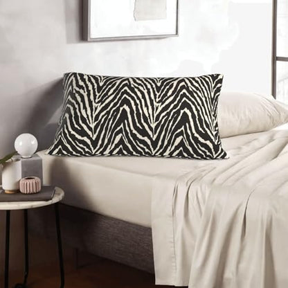 Zebra Throw Pillow Covers Black and White Zebra Seamless Pattern Lumbar Pillow Cover 12x20 Inch Set of 2 Zebra Skin Pattern Texture Pillowcase Rectangle Cushion Cases for Bed Sofa - color: Black White, size: 20" x 12" (Pack of 2)