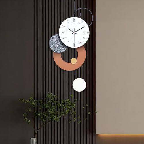 SIN&MI Decorative Wall Clocks for Living Room, Large Modern Metal Clocks Battery Operated Wall Art for Home Big Silent Clock Wall Decor for Living Room/Bedroom/Kitchen/Office,14 * 28 Inch - color: 2501-white-orange