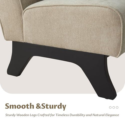 Armless Accent Chair Upholstered Comfy Modern Living Room Side Chair | Comfy Small Accent Lounge Chair with Pillow & Wooden Legs Accent Chair for Living Room Bedroom Farmhouse Reading Brown - color: Brown