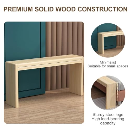 Small Wood Dining Bench, Solid Wood Entryway Bench, Farmhouse Style Seat, Armless Design, Fits Entryways, Dining Rooms and Space At The Foot of The Bed - size: 150x20cm/59.1x7.9in