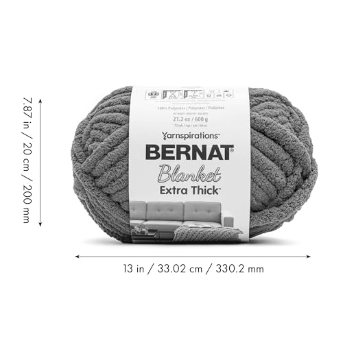 Bernat Blanket Extra Thick Teal Ivy Varg Yarn - 1 Pack of 21.12oz/598.74g - 100% Polyester - #7 Jumbo - 72 Yards - Chunky Yarn for Hand Knitting, Crocheting, Crafts & Amigurumi - color: Teal Ivy, size: 1 Pack, style: Extra Thick