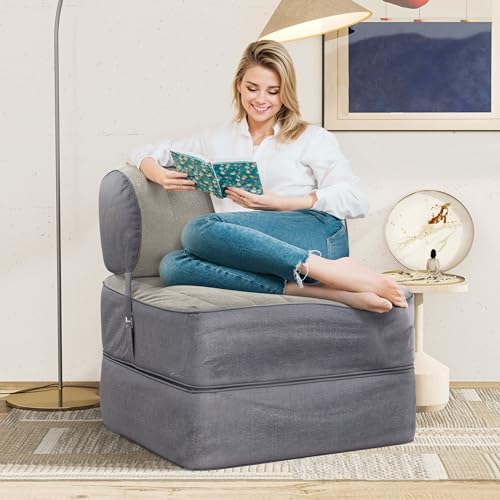 FlexiLounge 30" Convertible Sofa Bed,Boneless Loveseat Folding Sofa Bed,Multi Mode Futon Sofa Bed,Washable Linen Floor Couch Portable Sleeper Chair for Small Space Bedroom Dorm Apartment