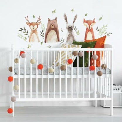 RoomMates RMK4020SCS Watercolor Woodland Critters Peel and Stick Wall Decals - style: woodland critters