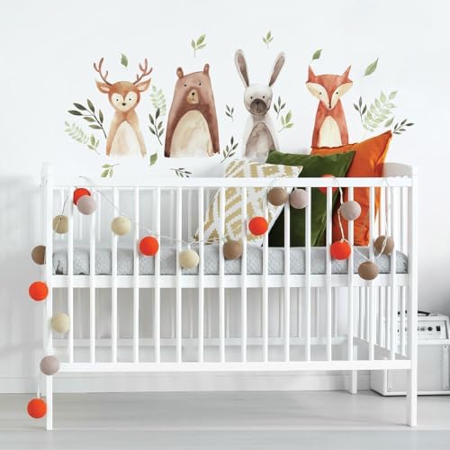 RoomMates RMK4020SCS Watercolor Woodland Critters Peel and Stick Wall Decals - style: woodland critters