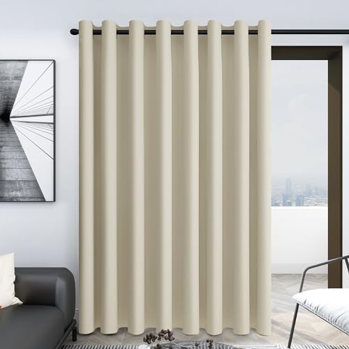Deconovo Room Divider Curtains for Living Room 84 Inches Long, Door Curtain | Sliding Door Curtain 1 Panel, Wide Blackout Curtain, Privacy Drape for Patio Door, Light Beige, 100 x 84 Inch - color: Light Beige, size: 100"W x 84"L (Pack of 1)