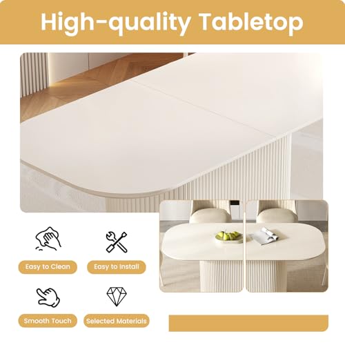 Guyii 70" White Dining Table for 6 Oval Dining Room Table 6 Seater Kichen Table Modern for Dining Room Kichen Room Breakfast Nook 39.47" Widen - size: 70”