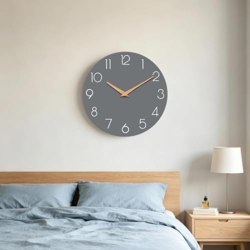 cicininc 12 Inch Battery Operated Wall Clock, Silent Analog, Gray | Kitchen | Office | Bedroom | Modern Style | Easy-to-read Numbers - color: A_gray, size: 12"