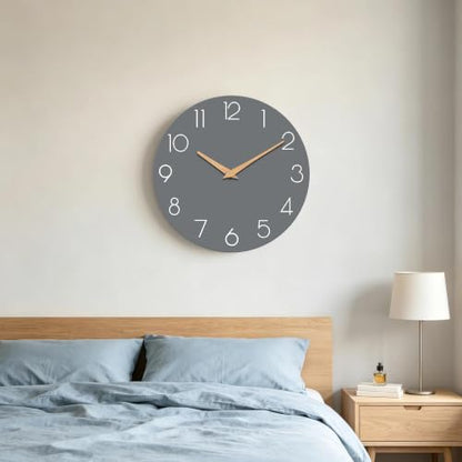 cicininc 12 Inch Battery Operated Wall Clock, Silent Analog, Gray | Kitchen | Office | Bedroom | Modern Style | Easy-to-read Numbers - color: A_gray, size: 12"
