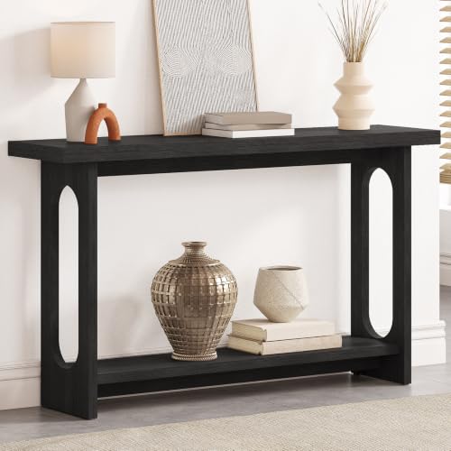 Black Entryway Table, 55‘’ Narrow Wood Console Table Entrance Tables for Front Door Sofa Tables for Entryway, Living Room