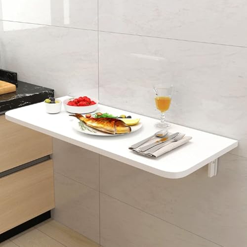 Mounted Drop Leaf Table, Wood Fold Down Desk for Small Space, Floating Table for Home Office Kitchen Dining(White,60x50cm/24x20in) - color: White, size: 60x50cm/24x20in