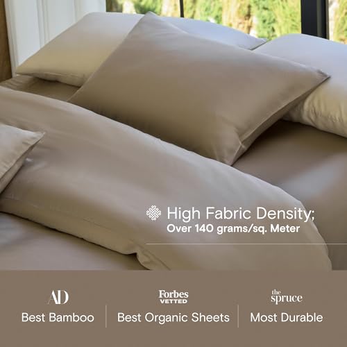 DOZ Duvet Cover Set, 100% Viscose derived from Bamboo, Organically Grown, Buttery Soft, Cooling Duvet Covers, High GSM, 1 Duvet Cover and 1 Pillowcase, 70"x90" (Dune, Twin/Twin XL) - color: Dune, size: Twin/Twin XL