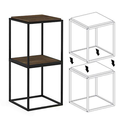 Furinno Moretti Cube Modern Stackable End Table Shelf, Columbia Walnut - color: Columbia Walnut, size: Stackable Cube