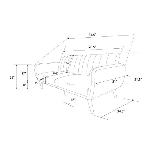 Novogratz Brittany Futon Sofa Bed and Couch Sleeper, Camel Faux Leather - color: Camel Faux Leather
