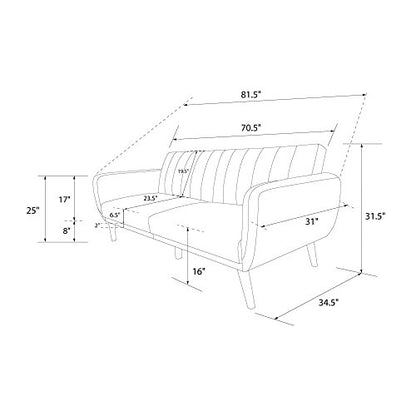 Novogratz Brittany Futon Sofa Bed and Couch Sleeper, Camel Faux Leather - color: Camel Faux Leather