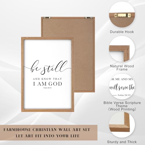Faccito 8 Set Bible Christian Wall Art Framed, Wooden Decor | Religious Quotes Decor for Bedroom Office, Inspirational Scripture Wooden Art, Modern Framed Set for Home Classroom Work - style: Bible