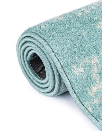 Rugs.com - Arlington Rug – 6 Ft Runner Aqua Coastal Runner Rug – for Hallways, Kitchens, and Entryways - color: Aqua, size: 2' x 6' (Runner)