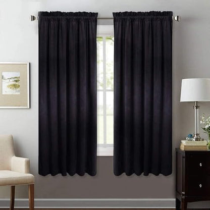Black Blackout Curtains Dual Rod Pocket, W52 x L63 inches, 2 Panels | 300GSM Soft Heavy Velvet, Thermal Insulated, Noise Reducing, Bedroom, Home Office, Theater Media Room - color: Neutral Series - Black, size: 52"W x 63"L (Pack of 2)