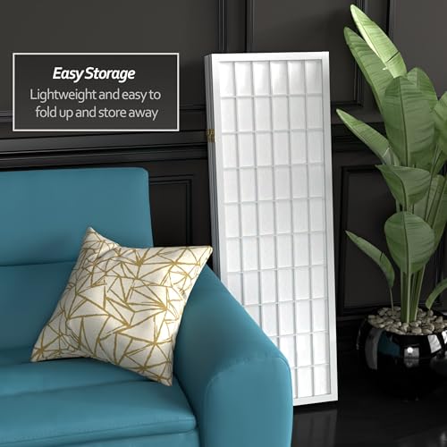 4 ft. Short Window Pane Shoji Screen - White - 5 Panels - color: White, size: 5 Panels